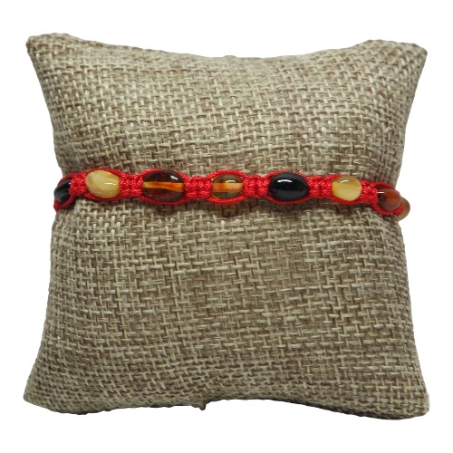 Pulsera De Ámbar De Colores Hilo Rojo